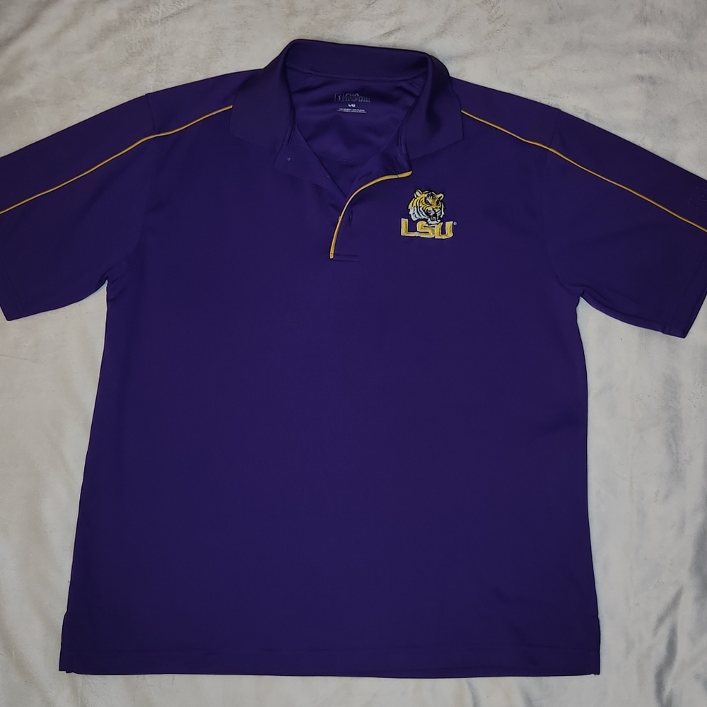 LSU PGA TOUR  Golf Polo Shirt Men Size Large